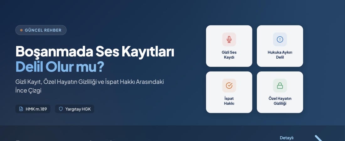 Boşanma Davalarında Eşten Gizli Alınan Ses Kayıtları Delil Olur mu? Güncel Yargıtay Kararları ve Hukuki Boyut